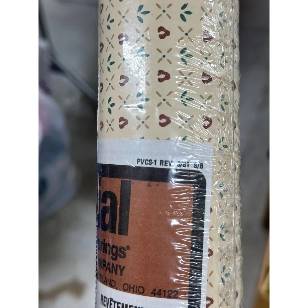 VTG Imperial Wallpaper Roll Cream Floral Heart Pattern Prepasted Vinyl 72 Sq Ft